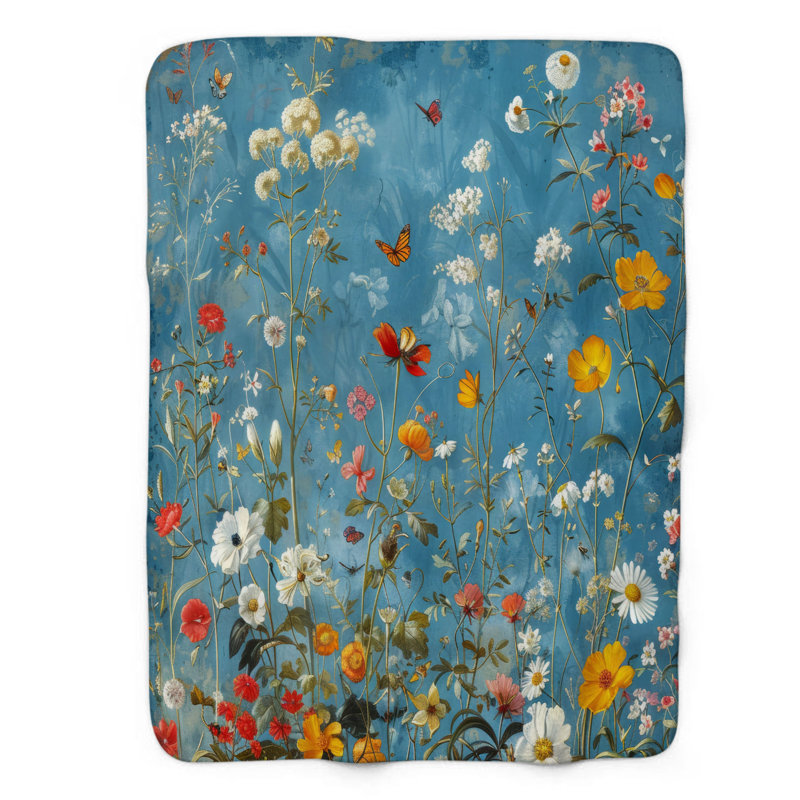 Papillon bleu - couverture sherpa de qualité supérieure 1 pièce, Lit simple