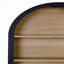 Bibliothèque Mid-Century moderne à 5 niveaux avec rangement arquée, noire, idéale pour une présentation organisée et un décor élégant.