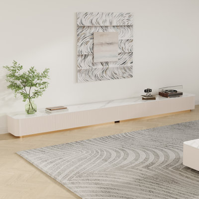 Billy Modern TV Stands with Glossy Sintered Stone, White Media Console with 4-6 Drawers for Living Room by Hokku Designs