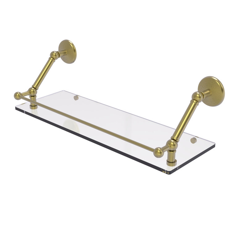 Tablette flottante avec barre de galerie Marchmont, Laiton satiné, H 8 po x l 24 po x P 8,6 po