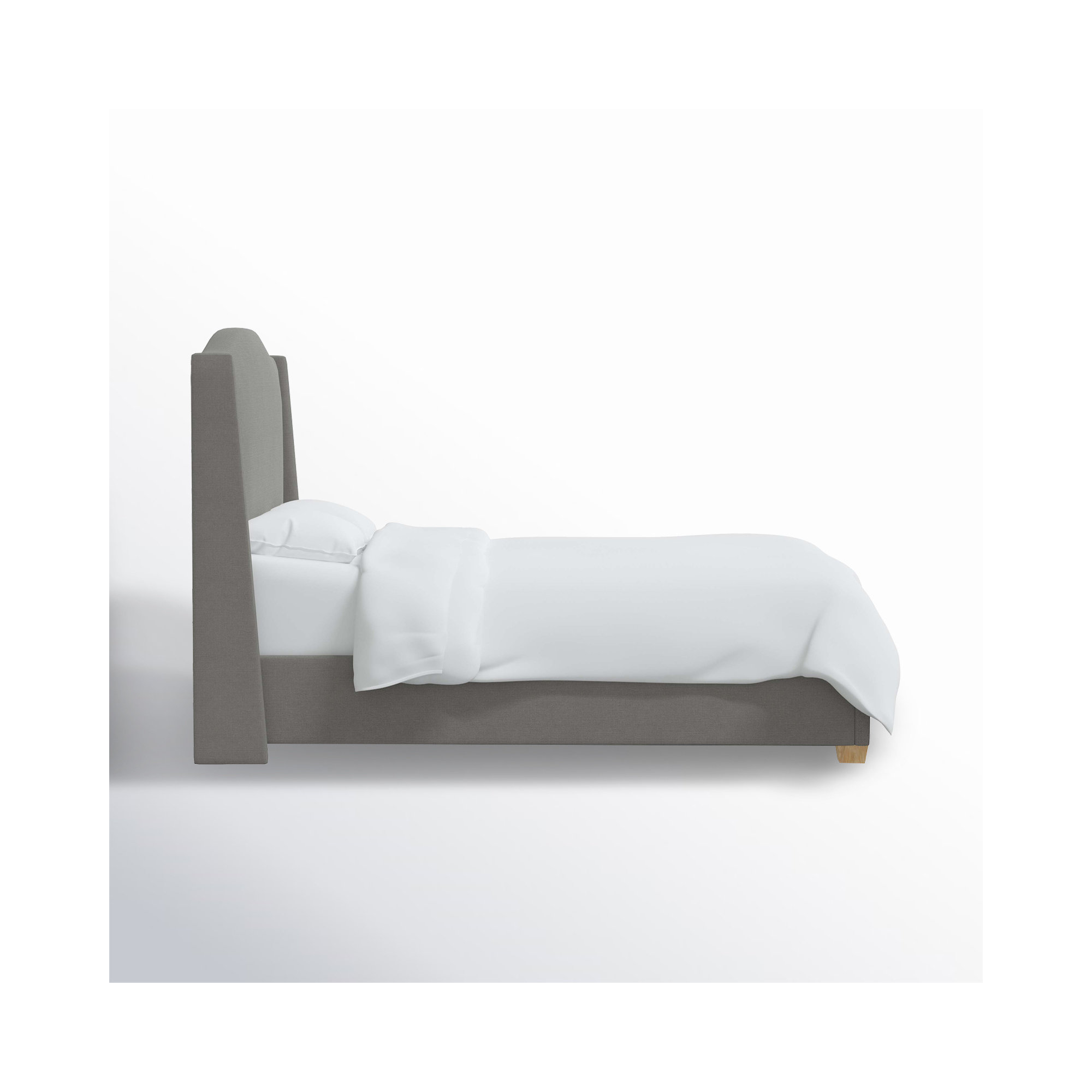 Allis Upholstered Wingback Bed, Classic Grey Linen, Twin