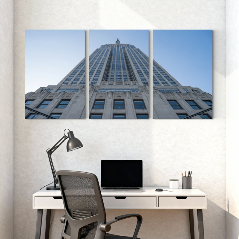 Ensemble de 3 impressions sur toile, villes et pays, gratte-ciel moderne, paysage urbain, H 18 po x l 36 po