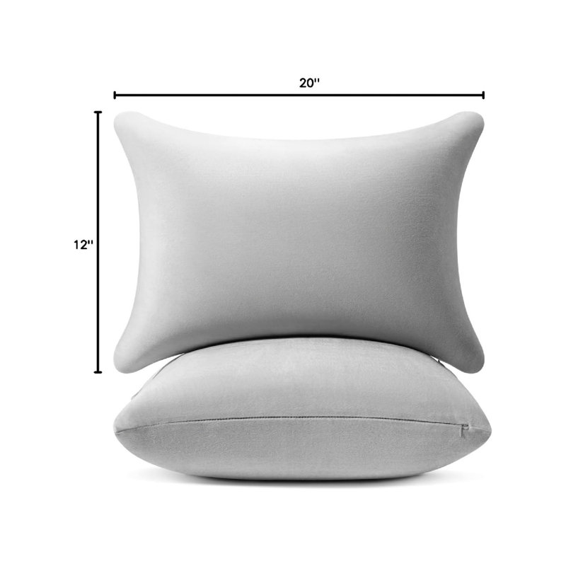 12 × 20 Pillow Insert (Pack Of 2) Memory Foam Lumbar Support Throw Pillow Sham Rectangular(Grey)