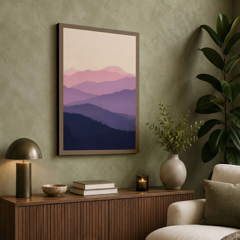 Mountains at Twilight Minimalist - Wrapped Canvas, 30x20 - 76.2 x 50.8 cm, White Border