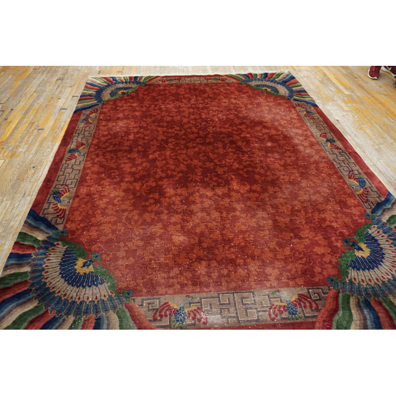 Allover Hand Knotted Antique Chinese Art Nouveau Design Rug