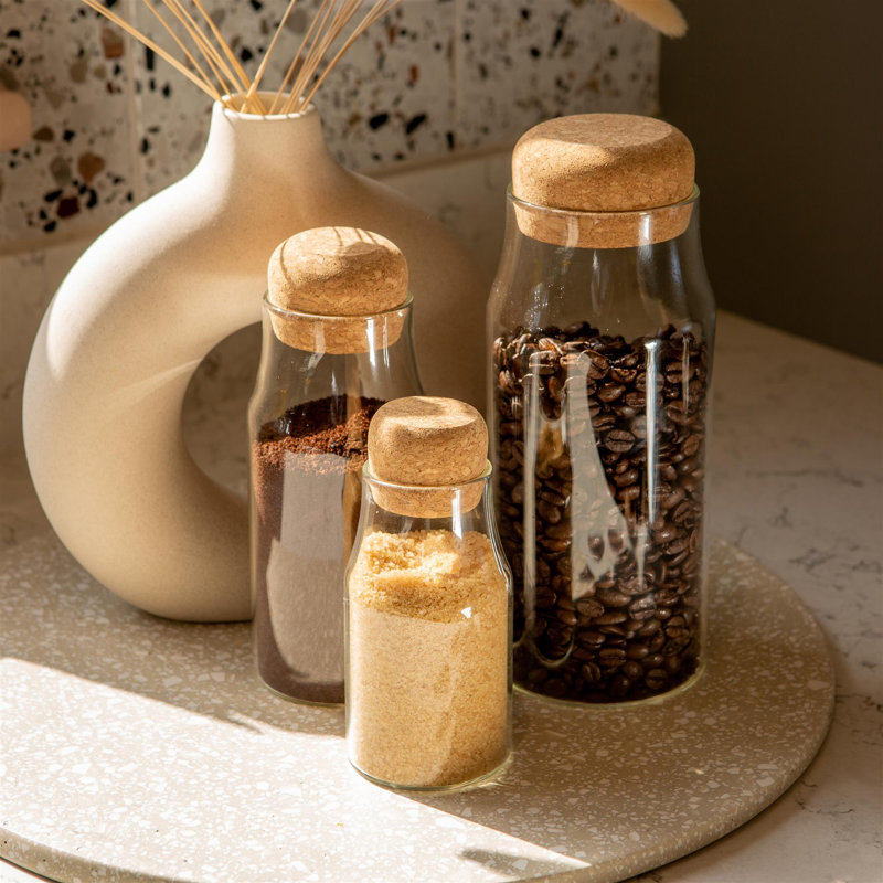 Glass Jar - Set of 3, 12.5cm H x 6cm W x 6cm D