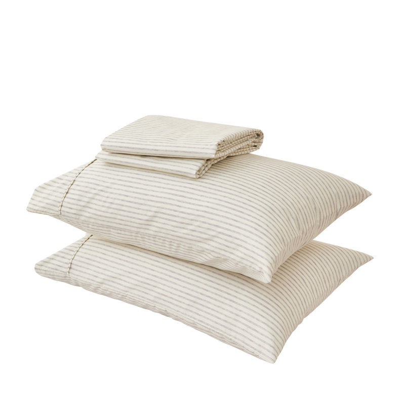 Twin Light Grey Striped Microfiber Sheet Set