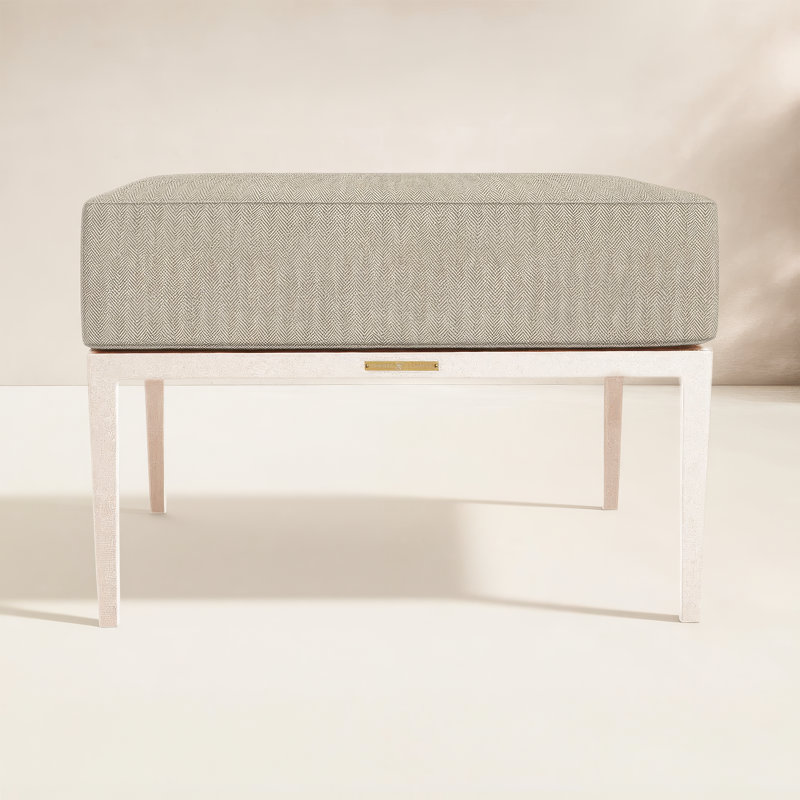 Elegante Outdoor Ottoman with Cushion, Welt, Chalk , Intermix Bark