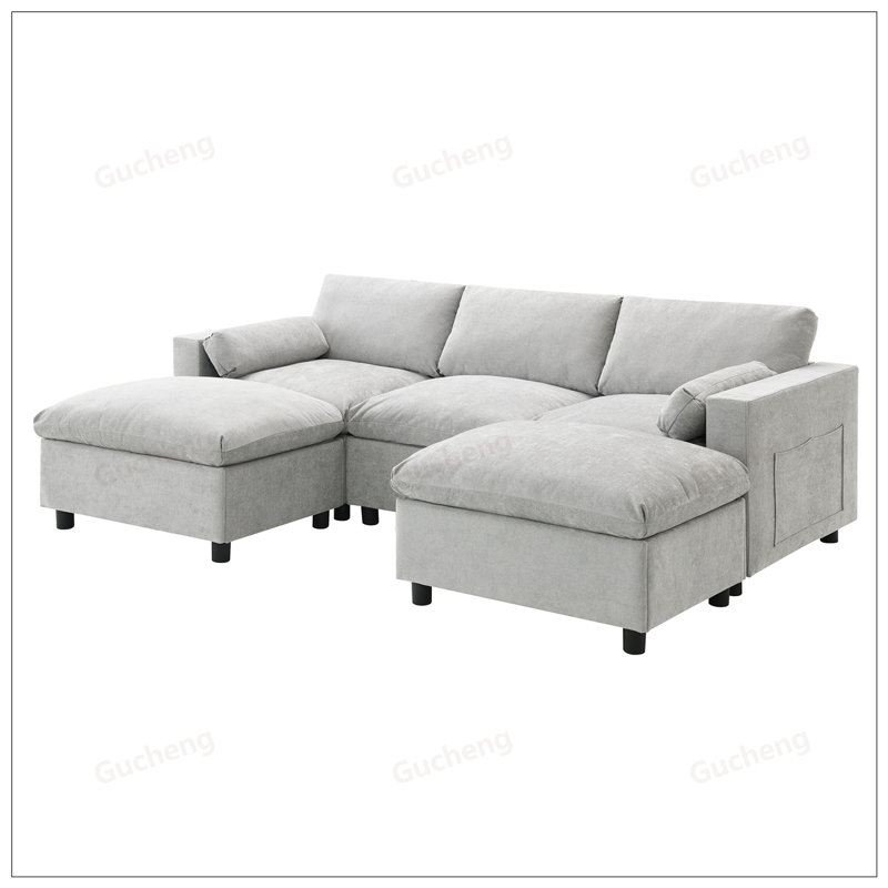 Canapé modulaire Chenille, Gris clair