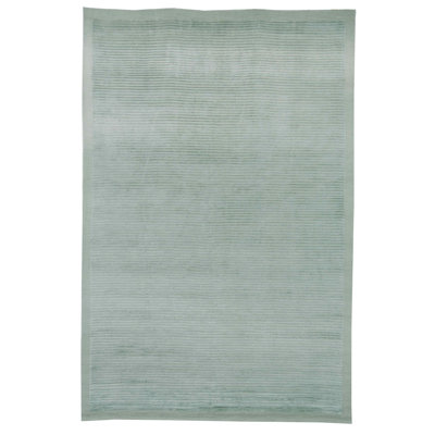 Tibetan Hand Knotted Wool & Silk Striped Rug