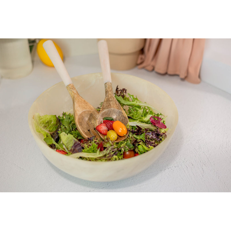 Couverts à salade en résine - crème