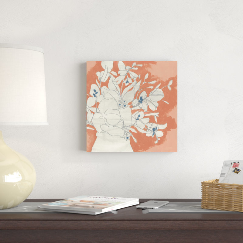 «Terracotta Flowers I» par June Erica Vess - peinture sur toile tendue, H 12 po x l 12 po