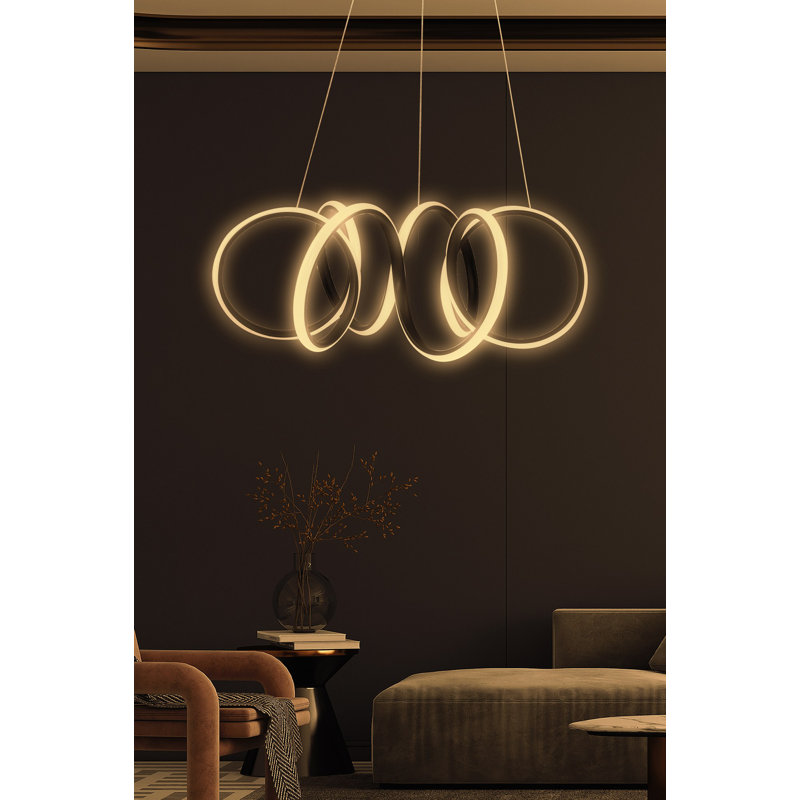Chidalu LED Chandelier, Black/Gold