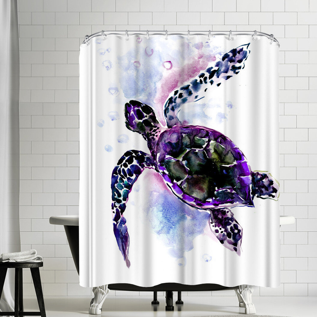 Stutz 71 x 74 Shower Curtain, Underwater Turtles 1 by Suren Nersisyan