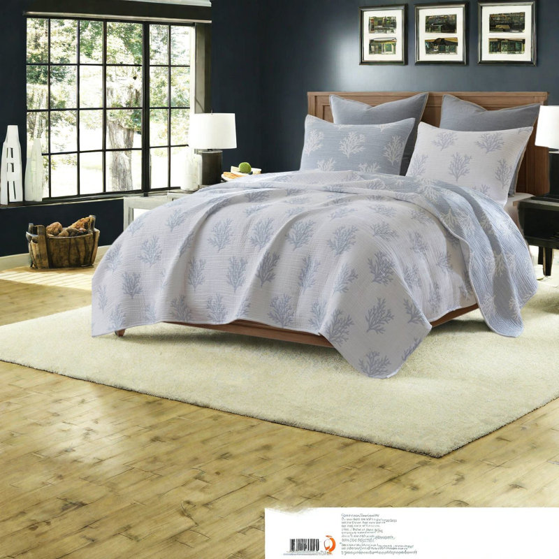 De literie pour très grand lit, courtepointe réversible en polyester bleu, Modern Home