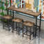 Ensemble de table de salle à manger long avec 3 tabourets, facile à assembler, naturel-3972348-3972349