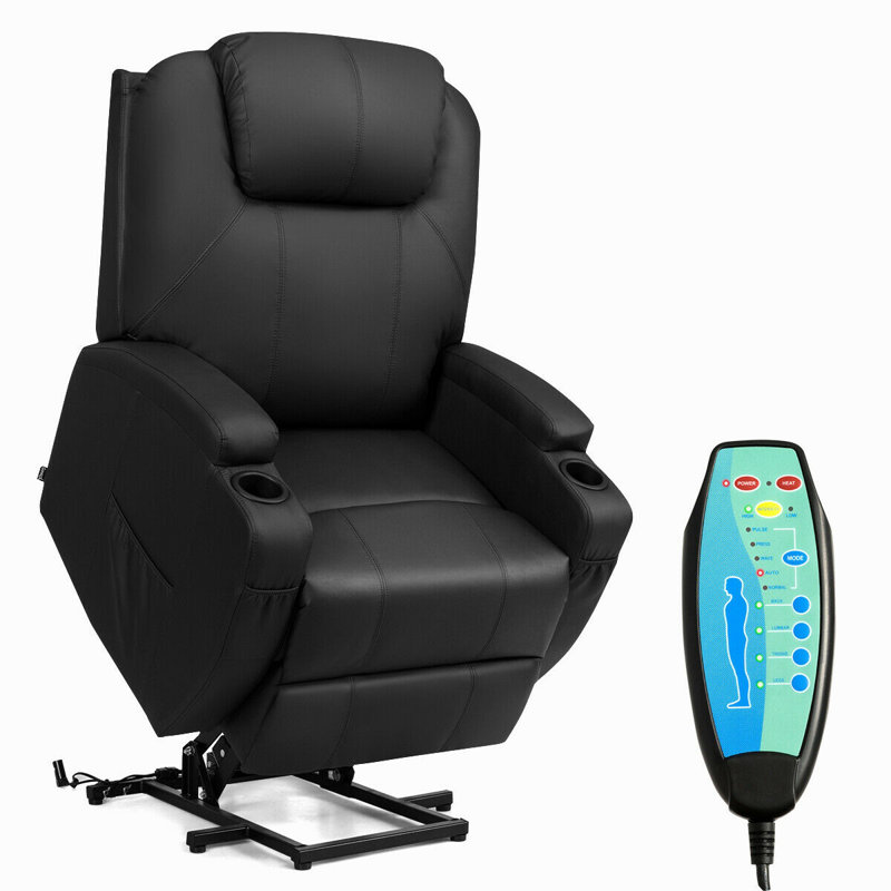 Fauteuil inclinable massant et chauffant, Similicuir noir