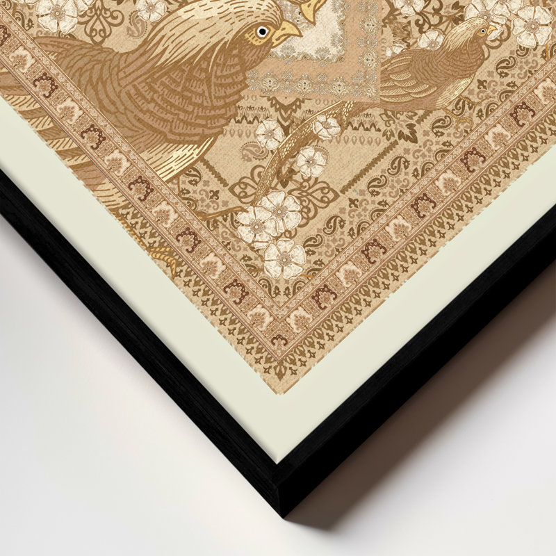 «Royale Menagerie Eagle Ascend» par ChiChi - art mural oiseau de proie avec détails floraux | H 20 po x l 20 po | Cadre noir
