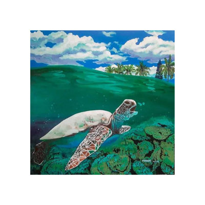 Tortue de mer verte | Acrylique sur toile | Par Debrata Basu