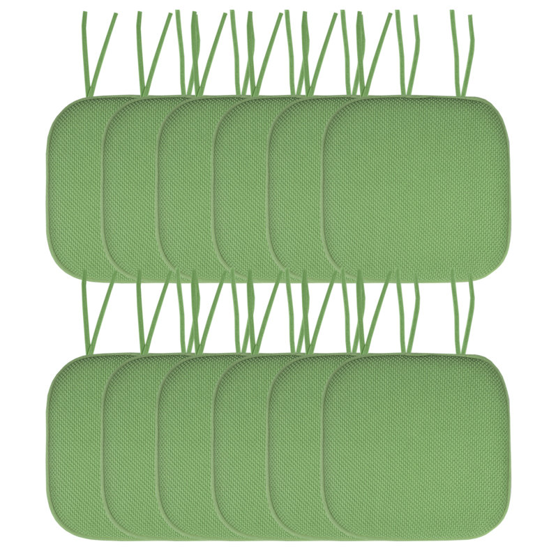 Coussin de chaise antidérapant en mousse à mémoire de forme 16 po x 16 po avec attaches Honeycomb, 4, Vert