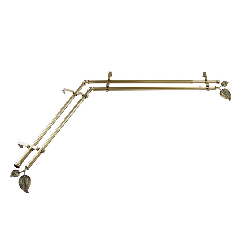 Sipp Double Curtain Rod, Antique Brass, 120" - 70"