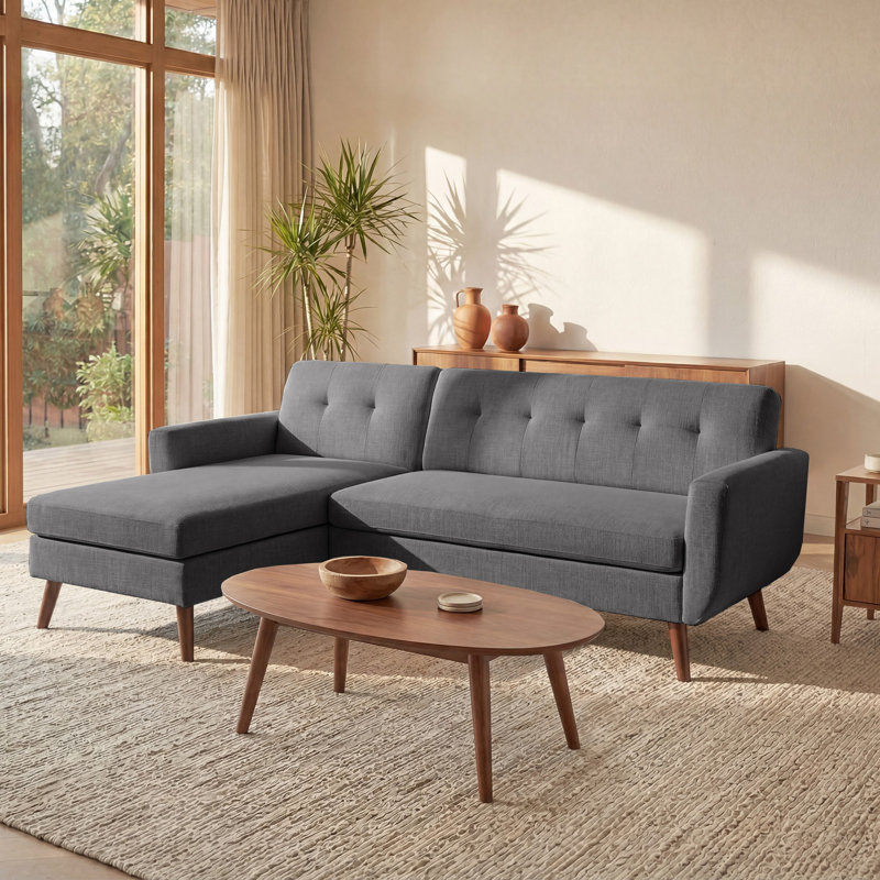 Canapé modulaire rembourré 80 po Jadier, Lin gris