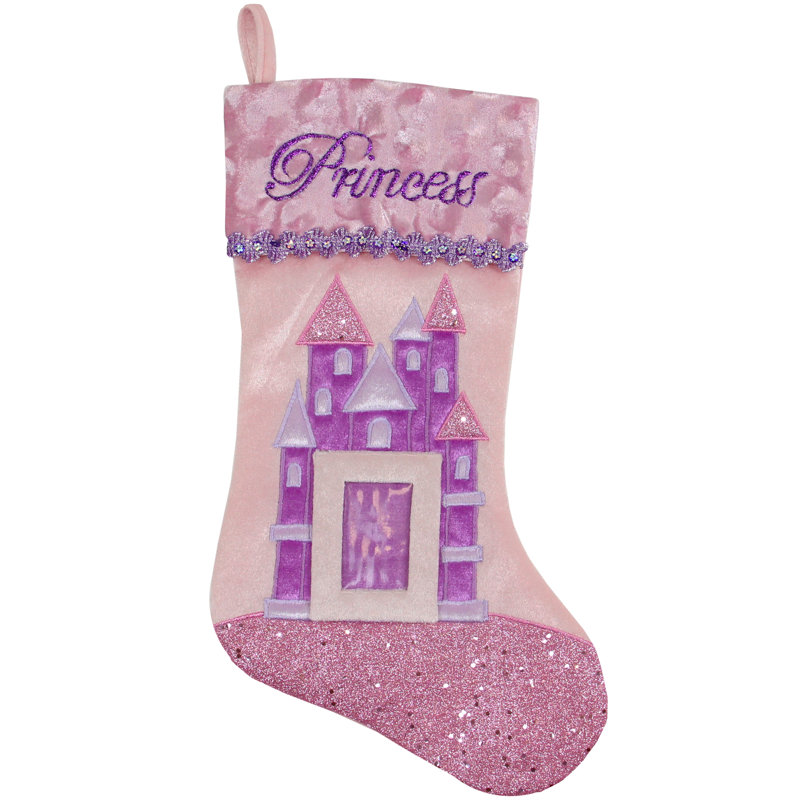 Chaussette de Noël princesse 20 po rose et mauve scintillante