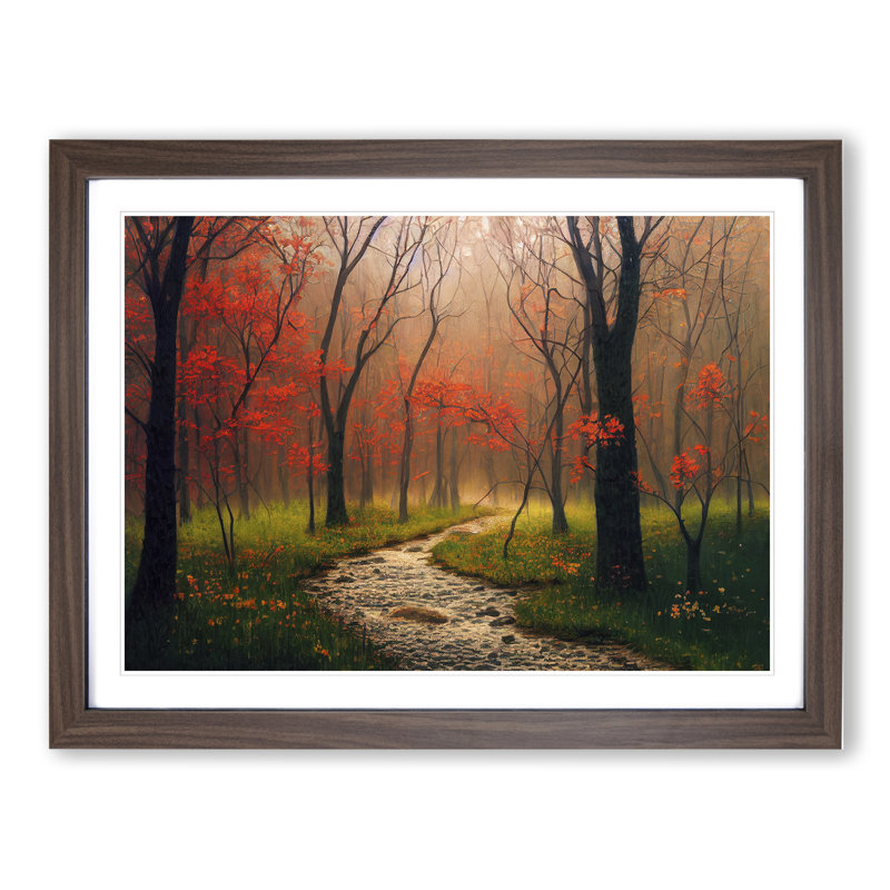 Captivating Spring Forest - Single Picture Frame Print, 46cm H x 64cm W x 2cm D, Walnut