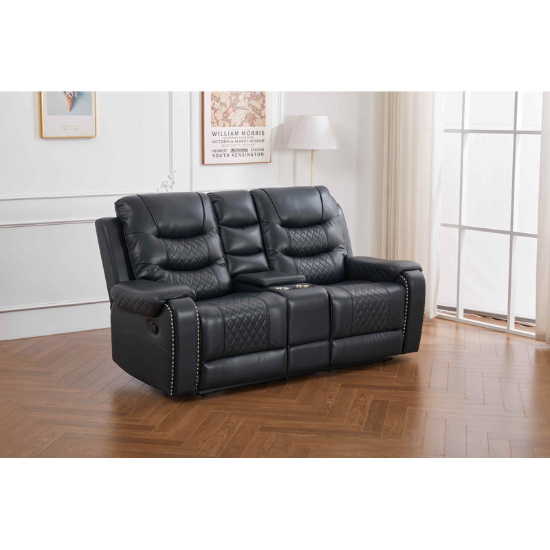 Adele 77.3'' Wide Modern Super Soft Faux Leather Manual Reclining Loveseat, Brown