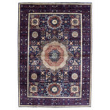 Hand Knotted Wool Area Rug in Navy