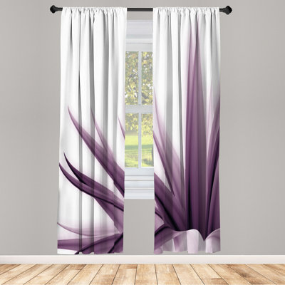 Microfiber Floral Semi-Sheer Rod Pocket Curtain Panels