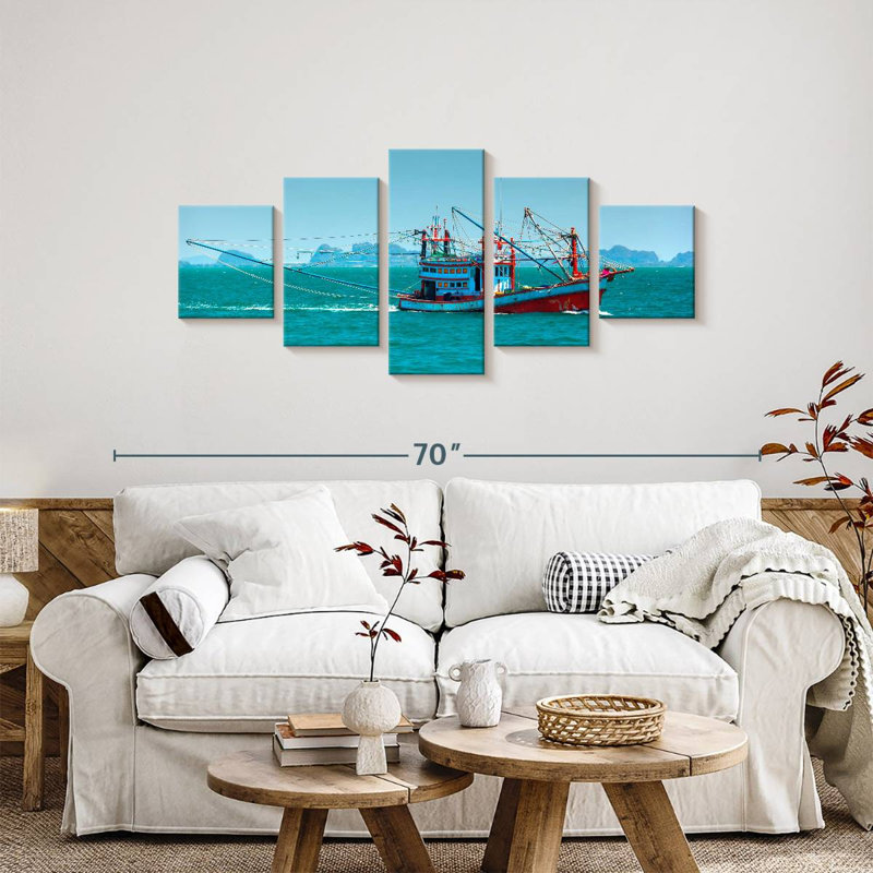 Bateau de pêche thaïlandais, H 24 po x l 55 po