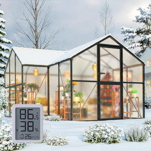 Serres en forme de T, serre en polycarbonate avec protection UV, serre robuste avec cadre en aluminium coupe-vent, évent de toit et conception à installation rapide pour une utilisation dans la cour ou le jardin