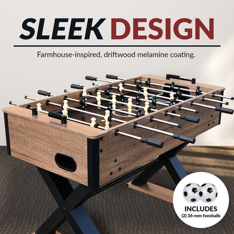 Fullerton 48-Inch Driftwood Foosball Table with Black Metal Accents