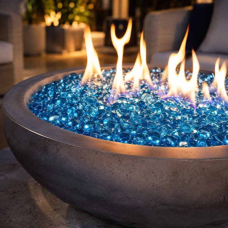 Verre bleu 8,8 lb pour foyer d'extérieur au gaz, 8,8 lb