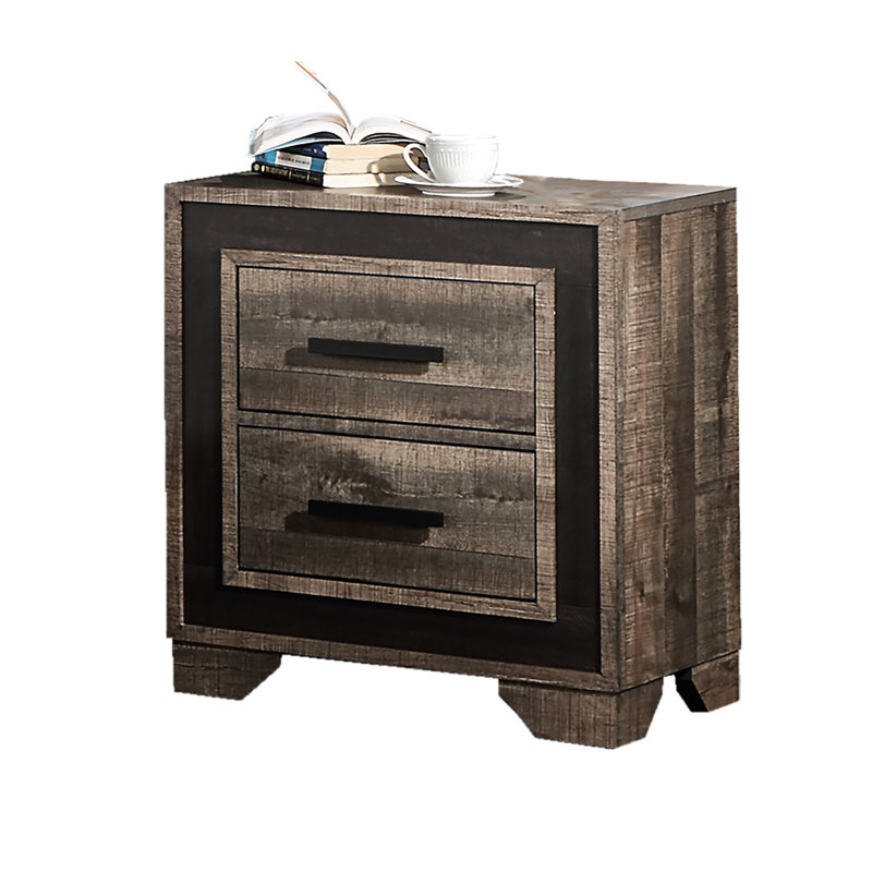 Table de chevet en placage de chêne avec 2 tiroirs pour une décoration contemporaine