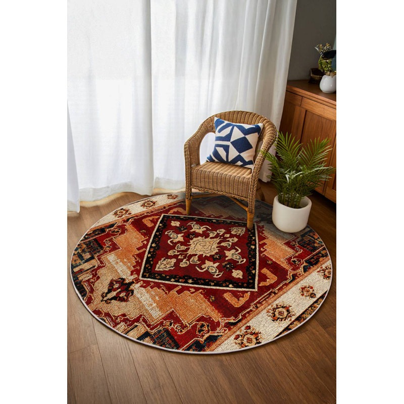 Ezra Collection Digital Print Cotton-Polyester Brown Moroccan Rug, Runner 3'4" x 11'6"