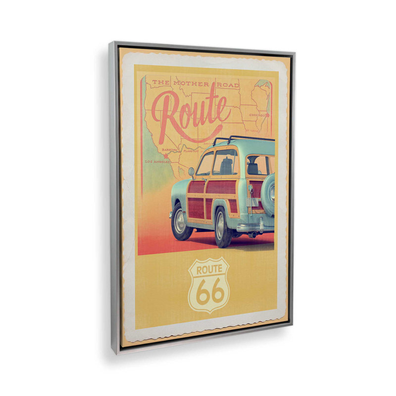 Croisière Route 66, H 18,75 po x l 12,75 po, Impression encadrée sans passe-partout, Chrome poli
