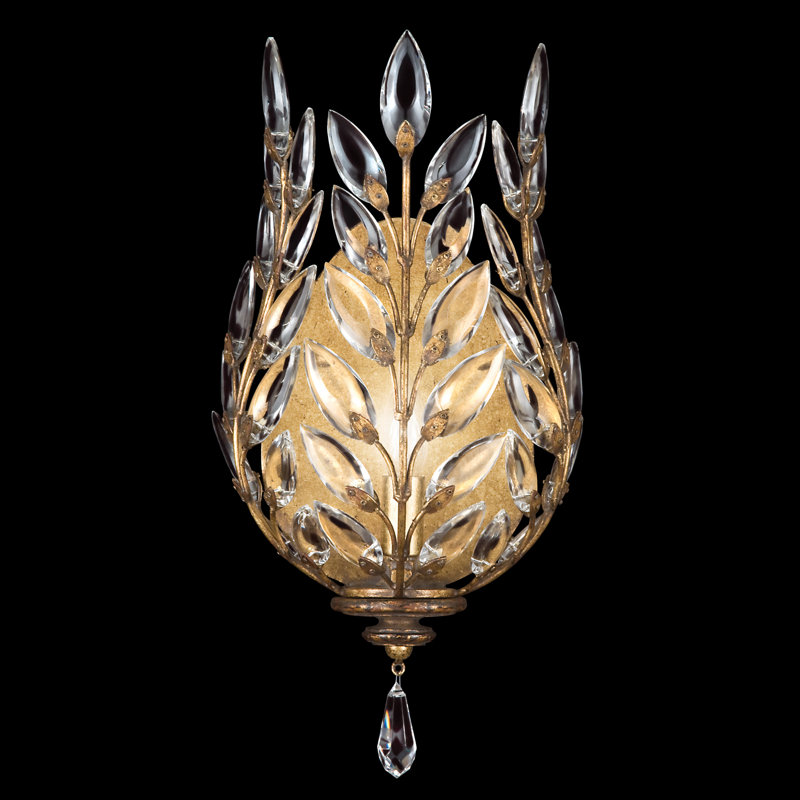 Crystal Laurel 1 - Light Flush Mounted Sconce, 8", Gold Leaf
