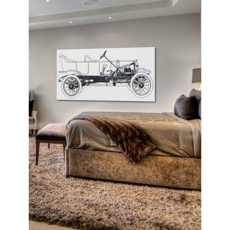 Vintage Race Car Blueprint 1 - Wrapped Canvas Print, 30 cm H x 61 cm W