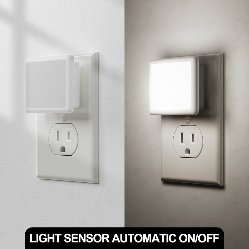 Square White Plug-In LED Night Light With Daylight 5000K