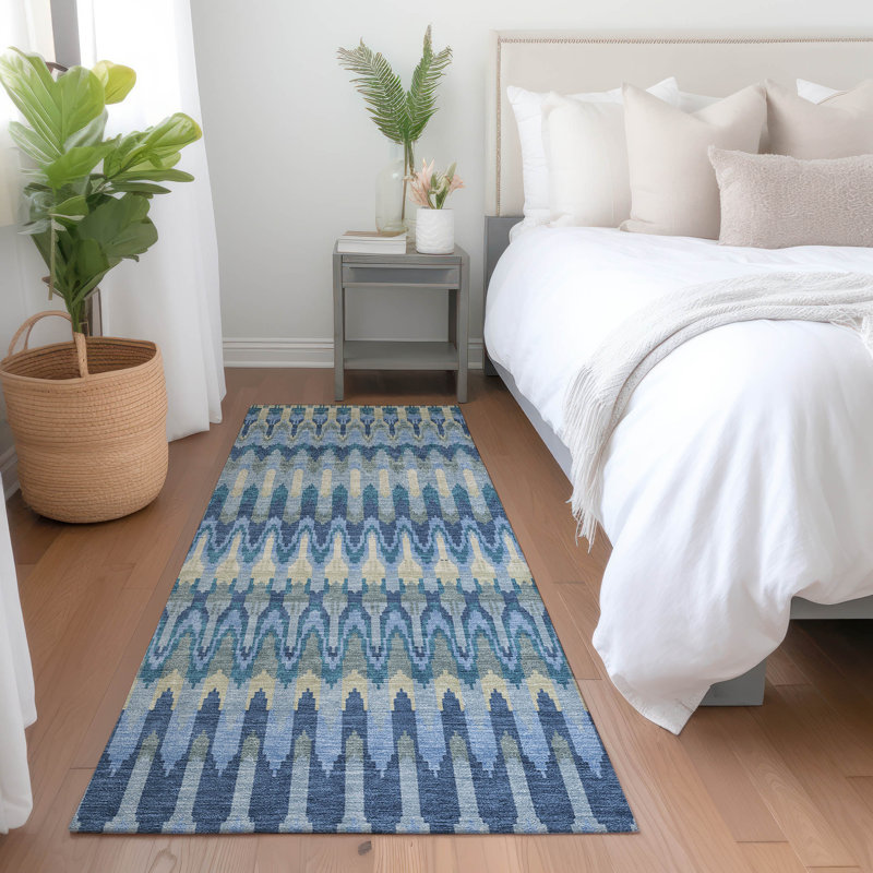 Tapis intérieur / extérieur en polyester tissé à la machine Cearah, Tapis de couloir 2 pi 3 po x 7 pi 6 po