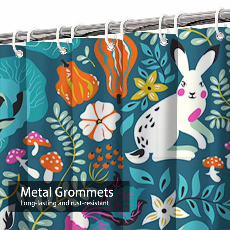 Rideau de douche imperméable et floral avec 12 crochets, L 72 po x l 72 po