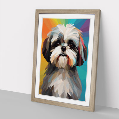 Shih Tzu Geometric No.2 - Single Picture Frame Print on Wood