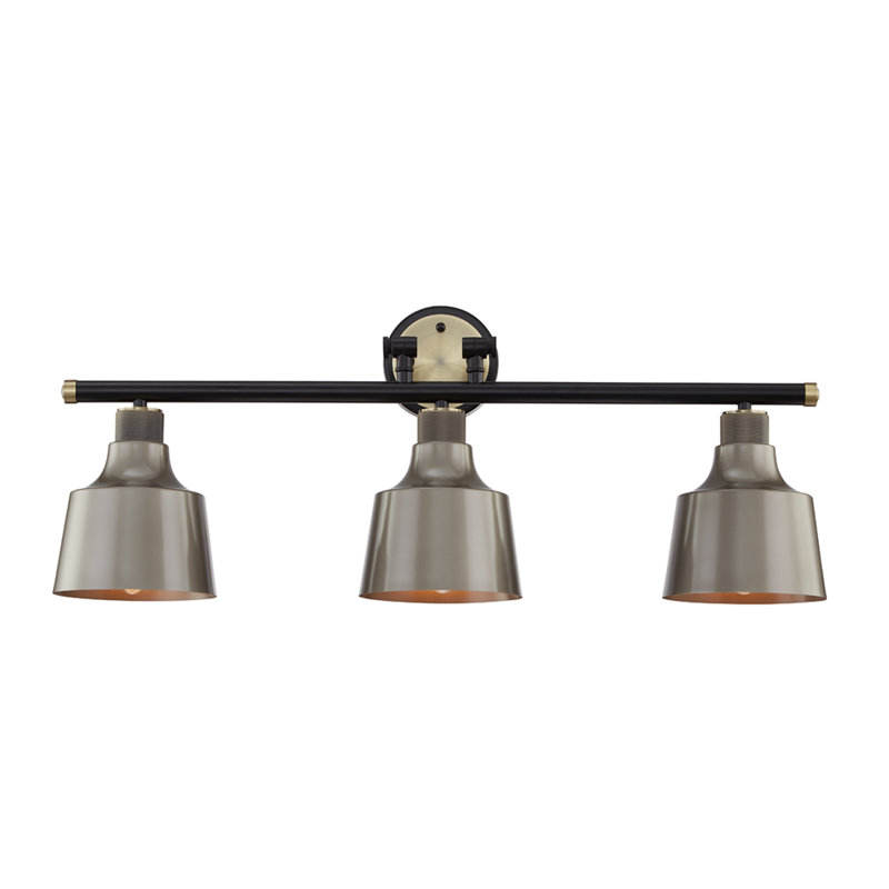 Wrightsville 3 - Light Vanity Light, Black/Antique Brass, Gray