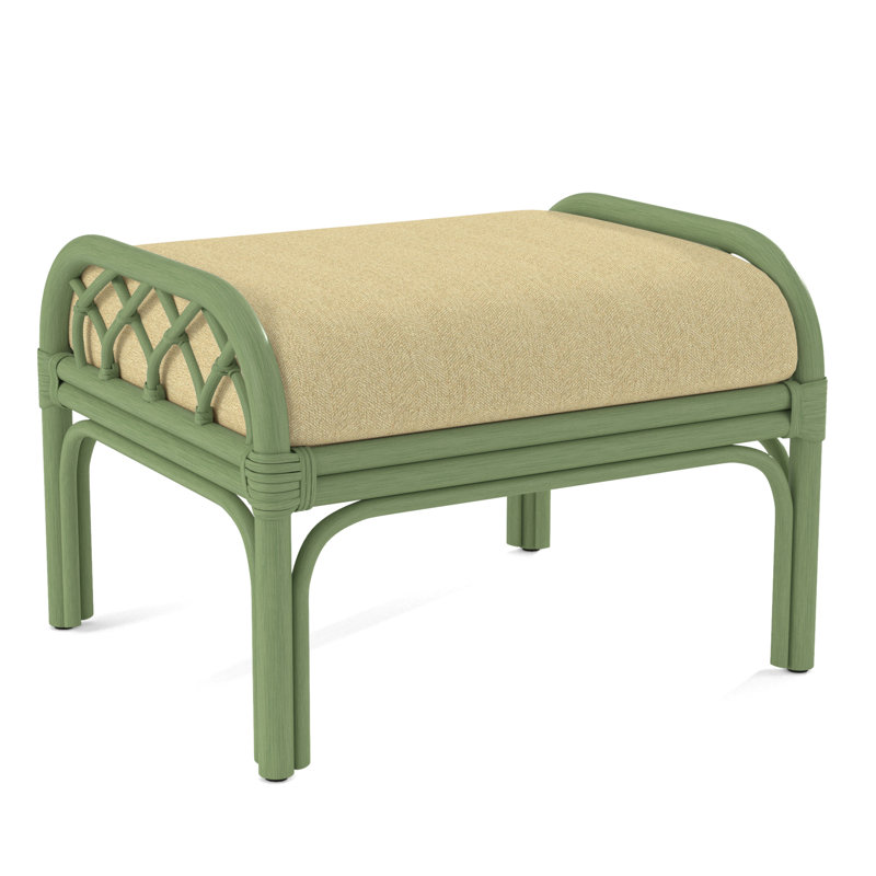 Edgewater Ottoman, Celery, White Performance Fabric; 0851-94