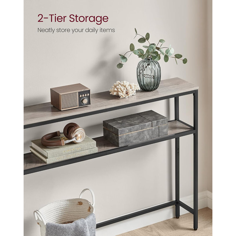 Narrow Entryway Table, Modern Entry Table, Gray/Black, 31.50" H x 31.50" W x 7.90" D