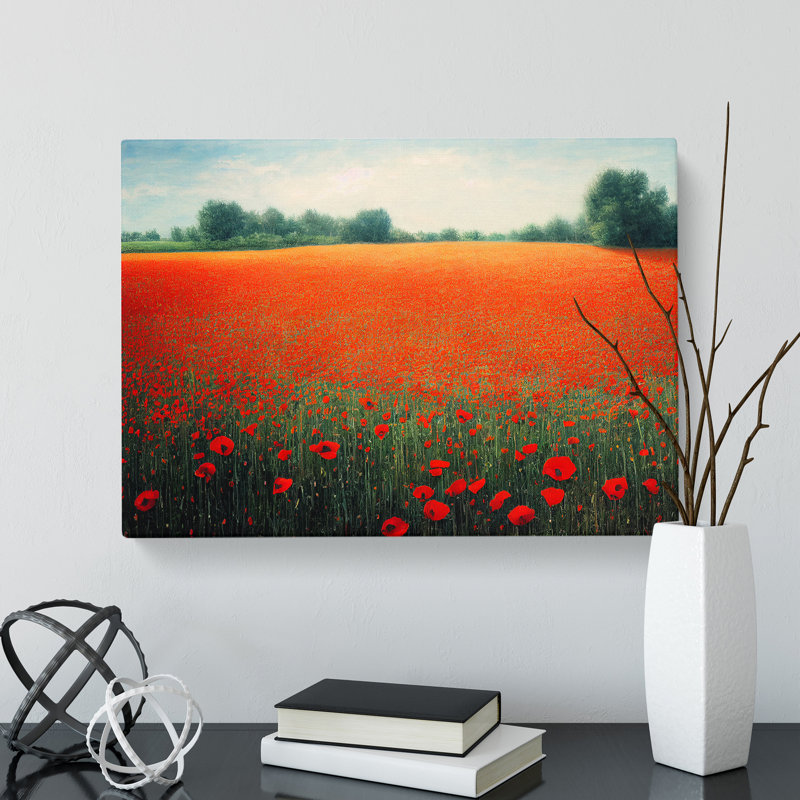 Evolving Poppy Field Flowers - Wrapped Canvas, 50cm H x 76cm W x 3cm D