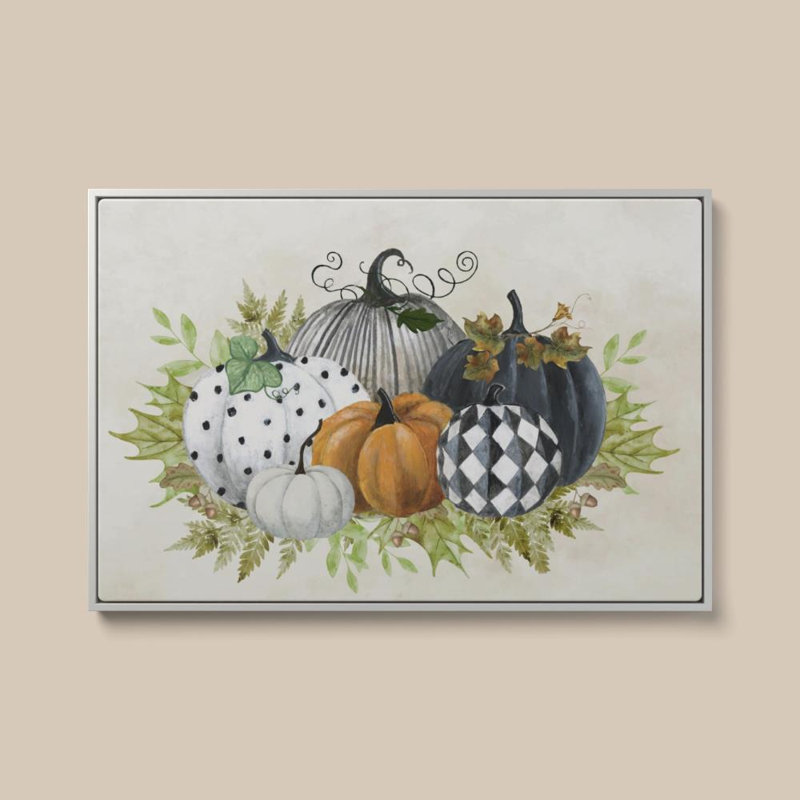 «The Pumpkin Patch» par Tava Studios - Impression sur toile, 36 po x 24 po, Cadre plat flottant, Blanc
