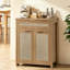 Buffet en rotin, armoire de rangement de style campagnard avec tablette réglable